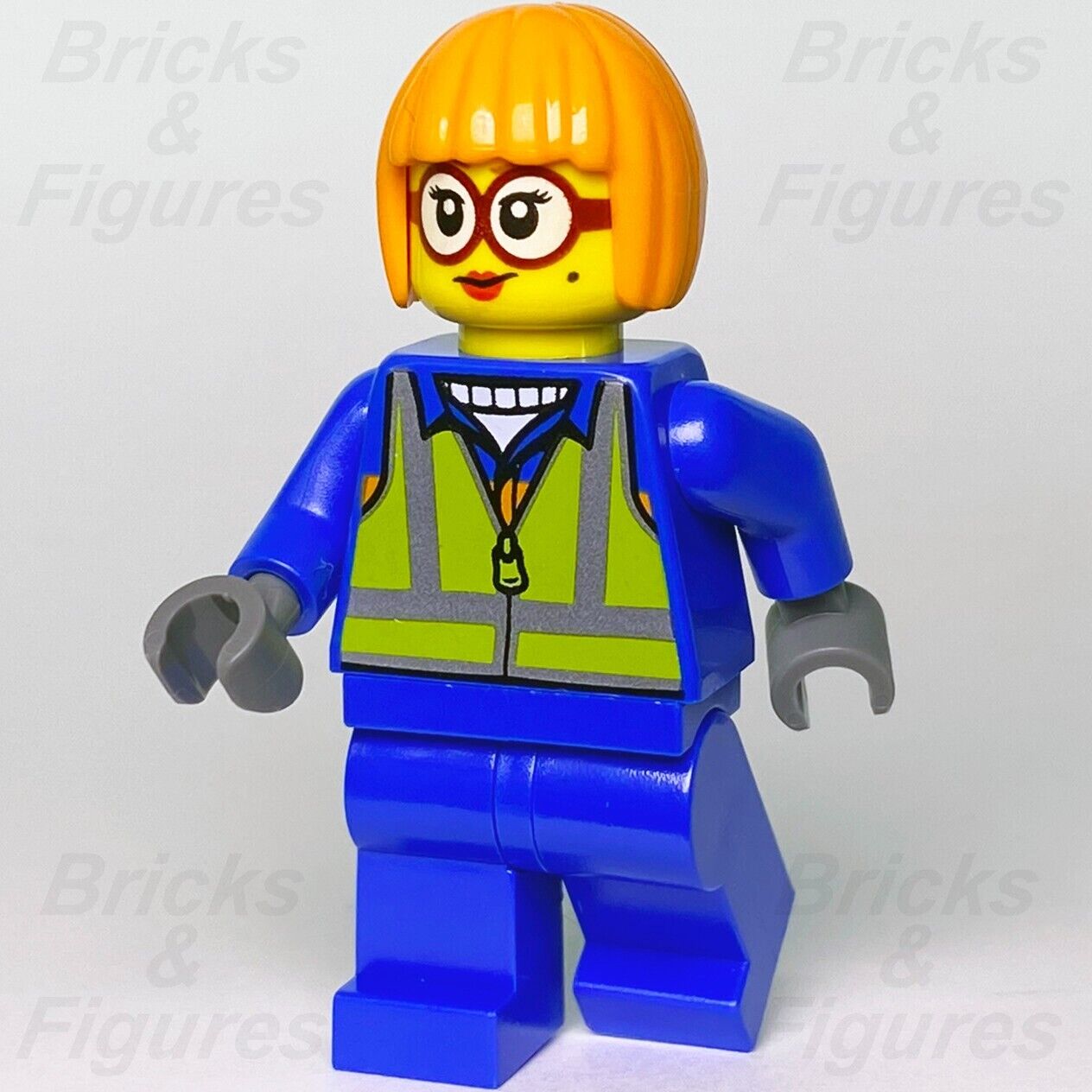 LEGO City Shirley Keeper Minifigure Blue Jacket Safety Vest 60371 60292 cty1244