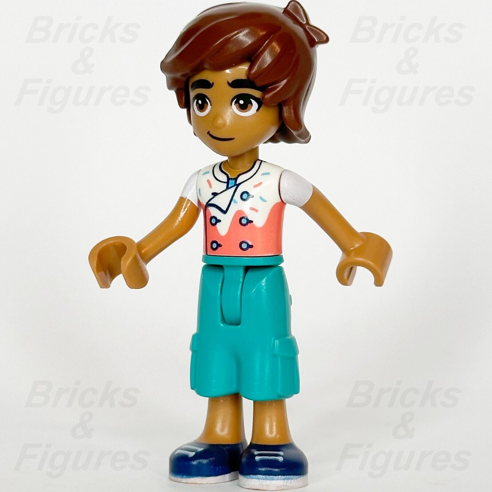 LEGO Friends Leo Minifigure Coral Chef Shirt Blue Shoes Minifig 41754 frnd593