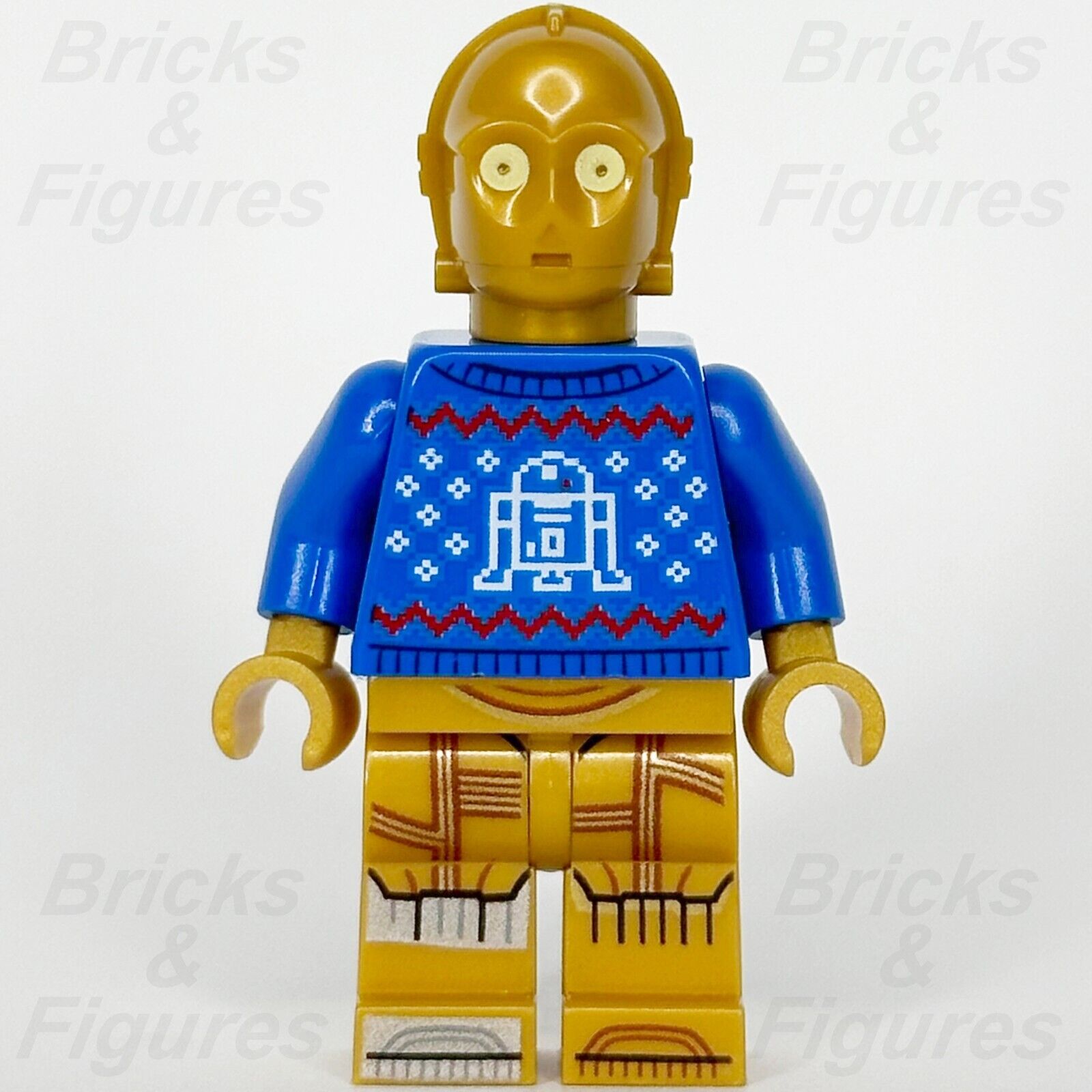 LEGO Star Wars C-3PO Minifigure Protocol Droid Holiday Sweater R2-D2 Print 75340 - Bricks & Figures