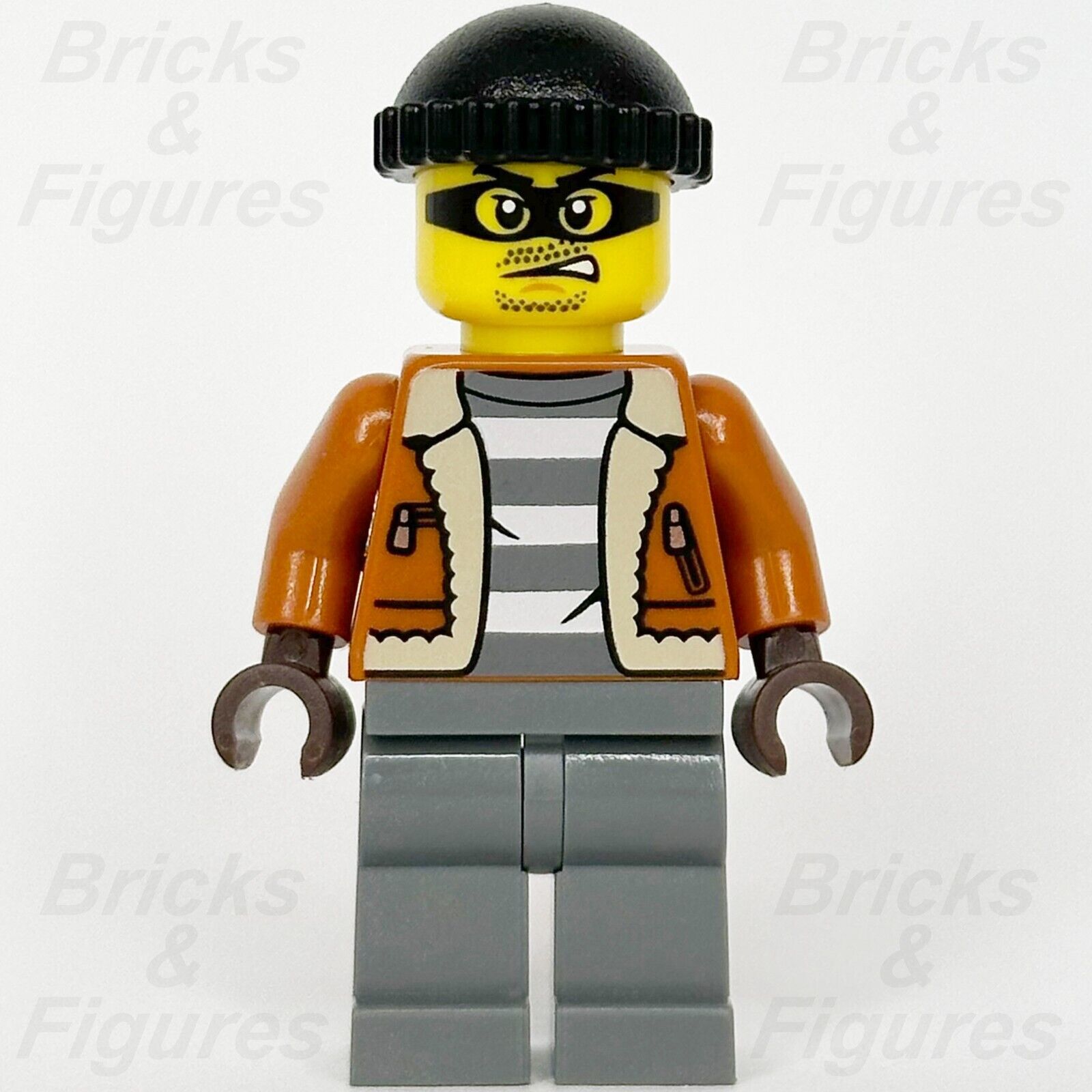 LEGO City Bandit Crook Male Minifigure Dark Orange Jacket Police 60371 cty1566 - Bricks & Figures