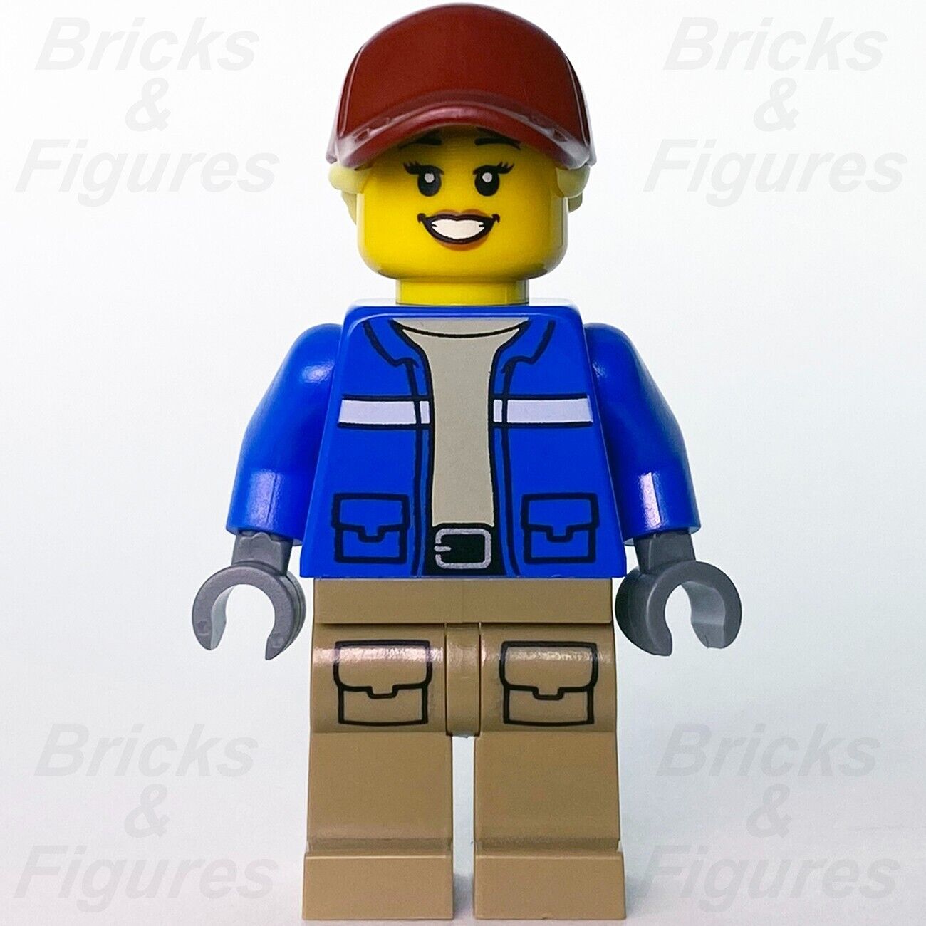 LEGO City Wildlife Rescue Explorer Female Minifigure Dark Red Cap 60302 cty1305 - Bricks & Figures