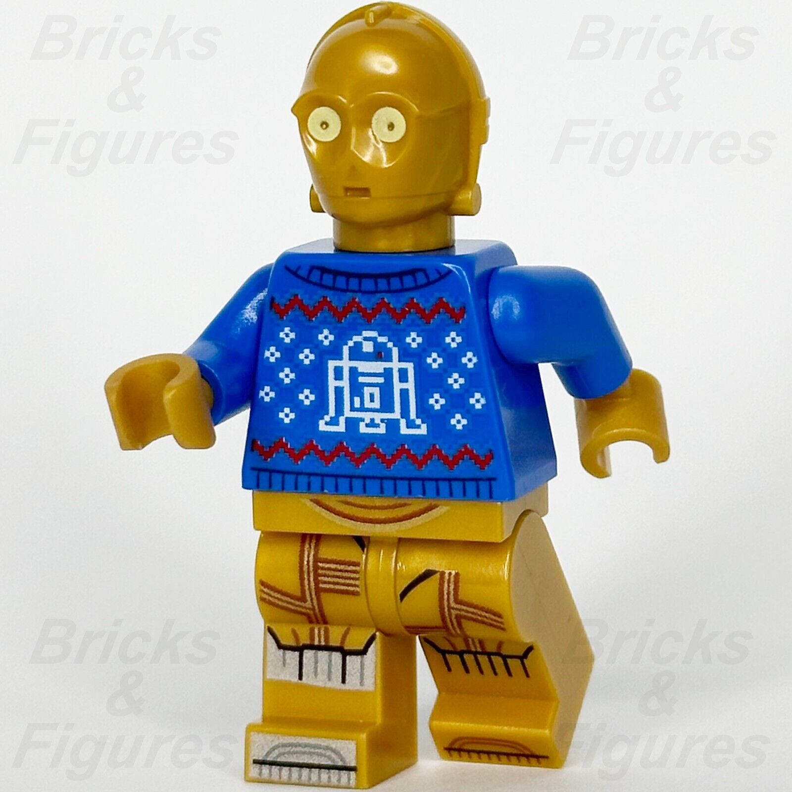 LEGO Star Wars C-3PO Minifigure Protocol Droid Holiday Sweater R2-D2 Print 75340 - Bricks & Figures