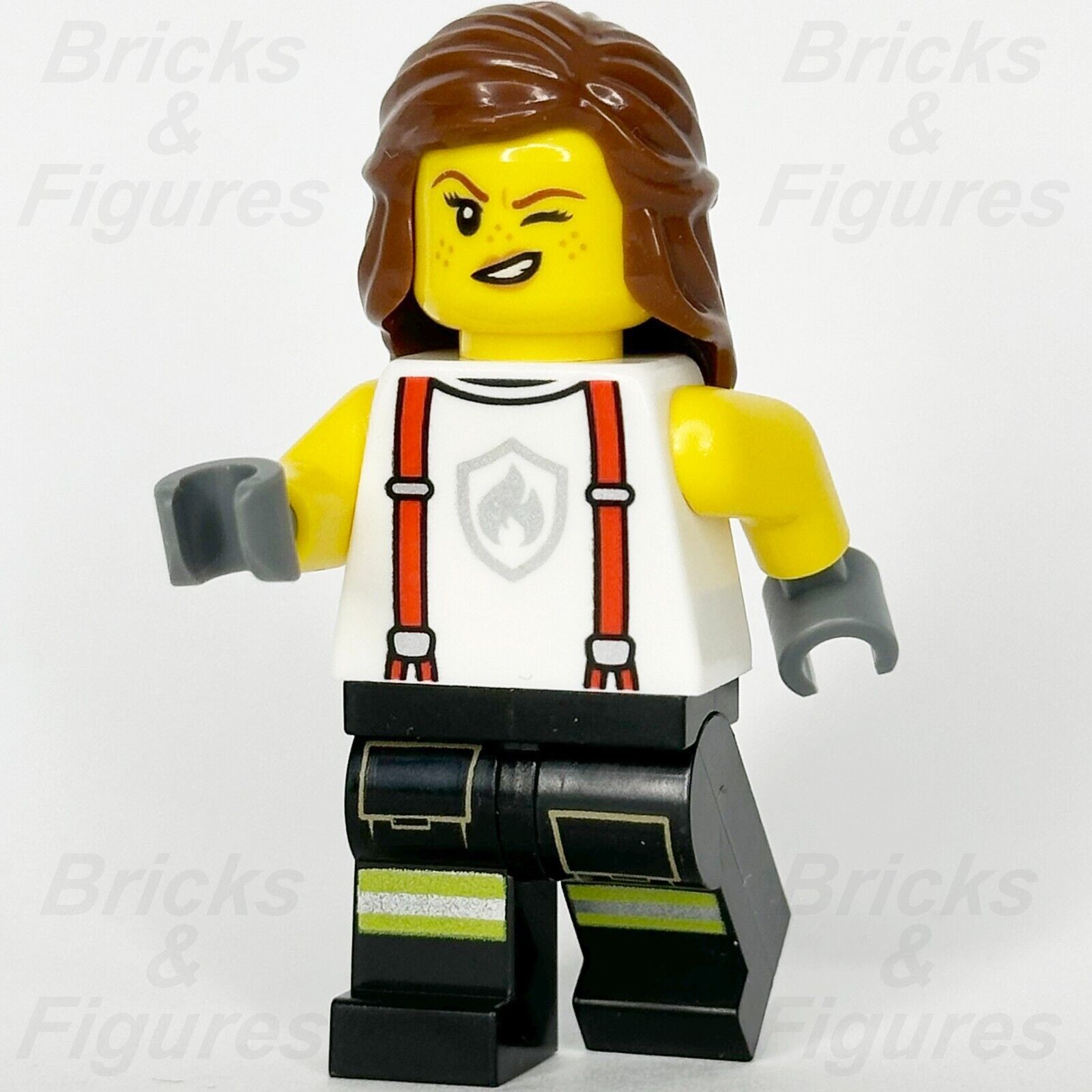 LEGO City Firefighter Minifigure Fire Shirt Suspenders Female 60414 cty1715