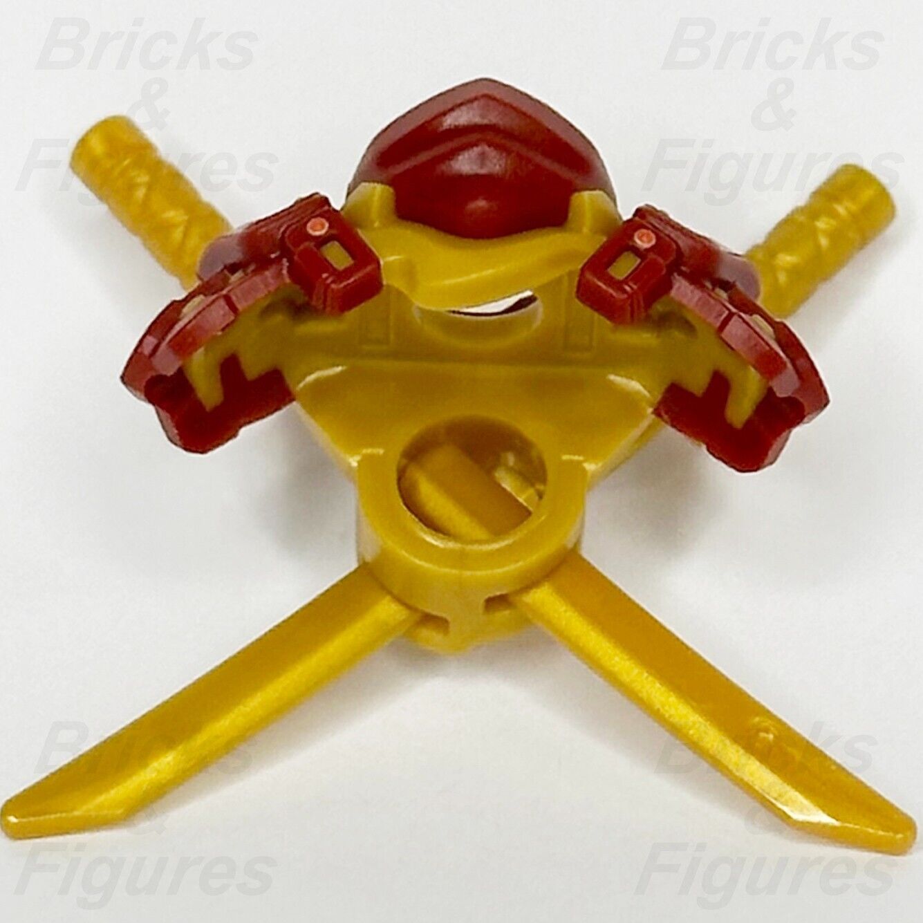 LEGO Ninjago Minifigure Shoulder Armour Part Dark Red Scabbard 2 Katana Swords - Bricks & Figures