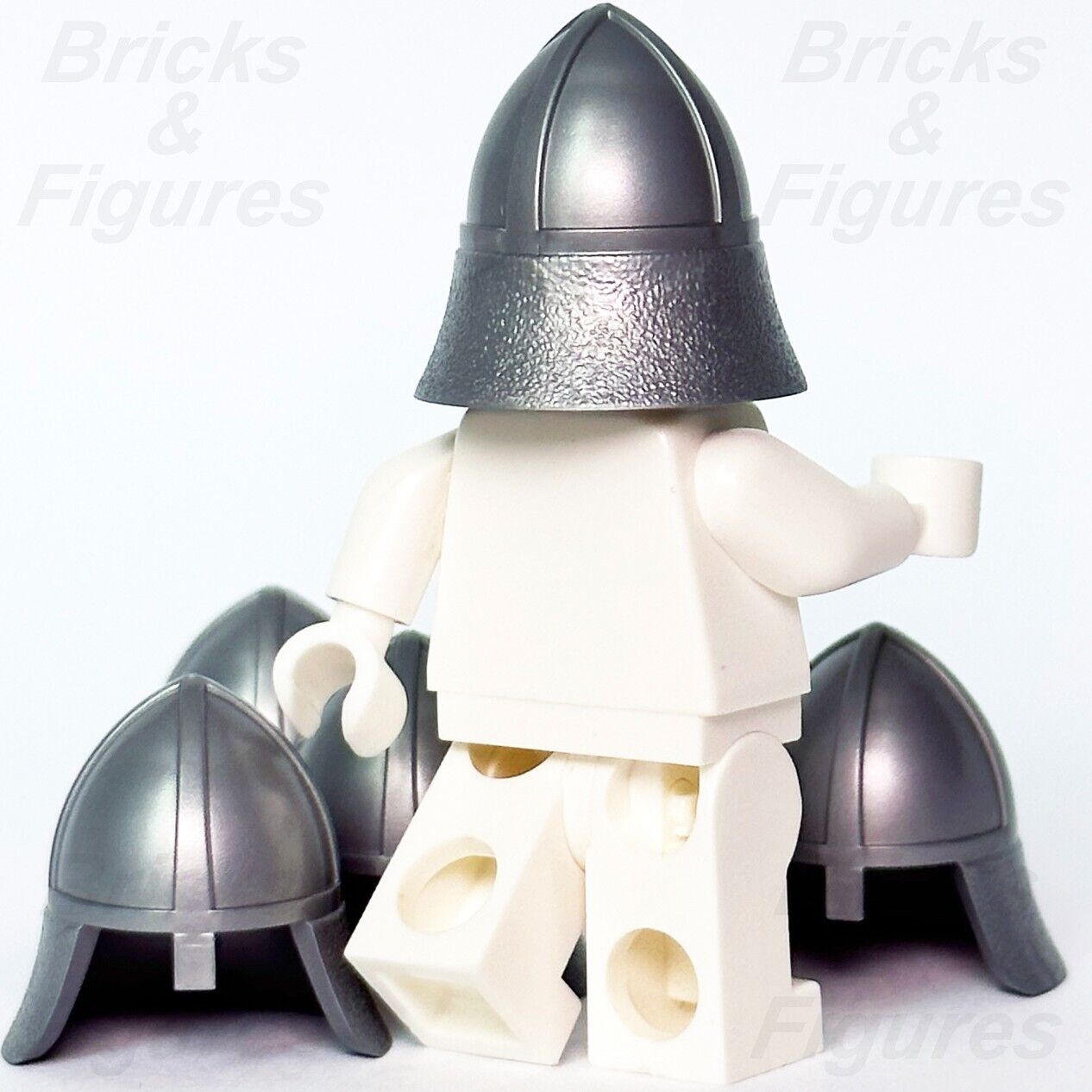 LEGO Castle Knight Helmet w/ Neck Protector Flat Silver Minifigure Part 3844 - Bricks & Figures